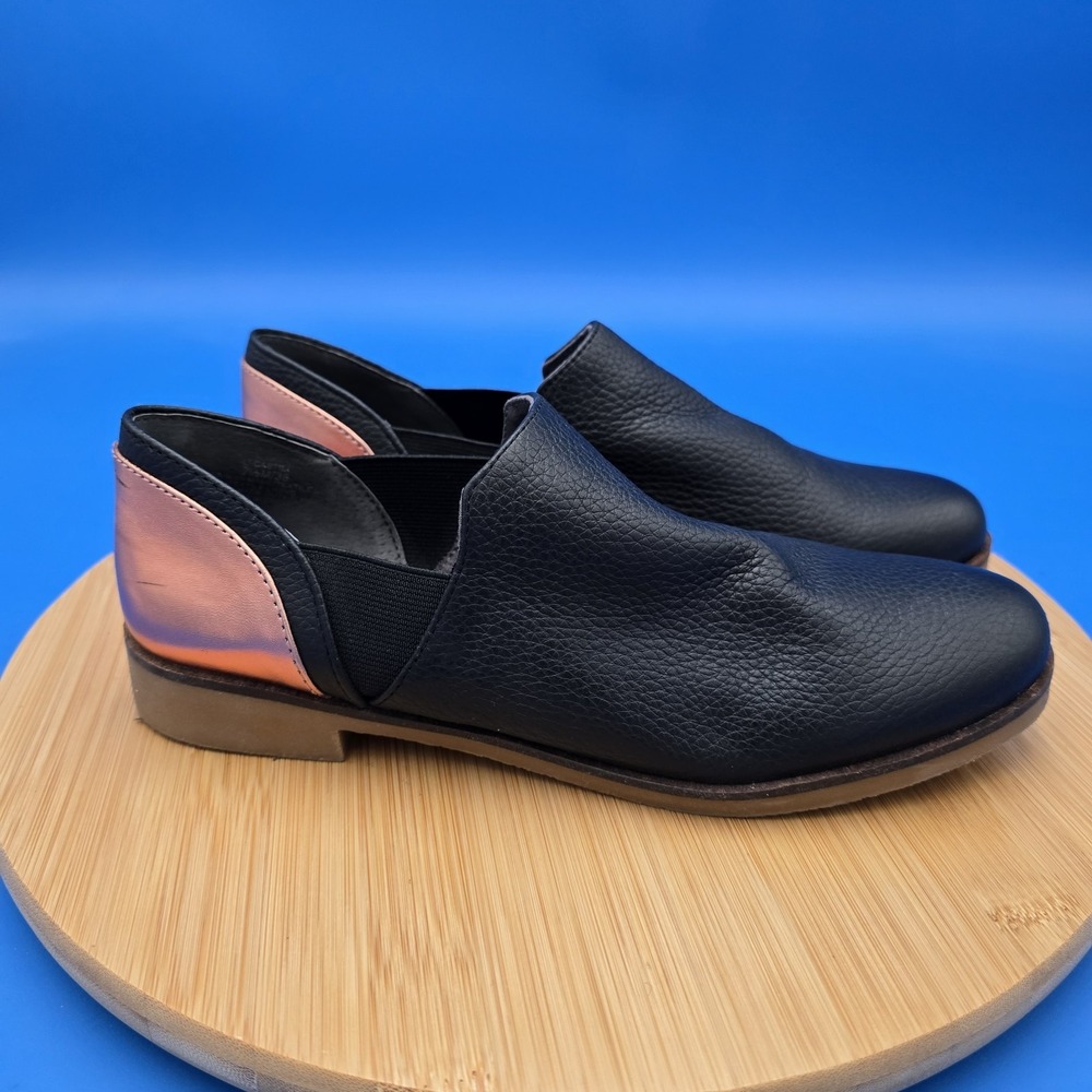 LOGO by Lori Goldstein Castiel Oxford Black Leather Slip On Loafers EUC